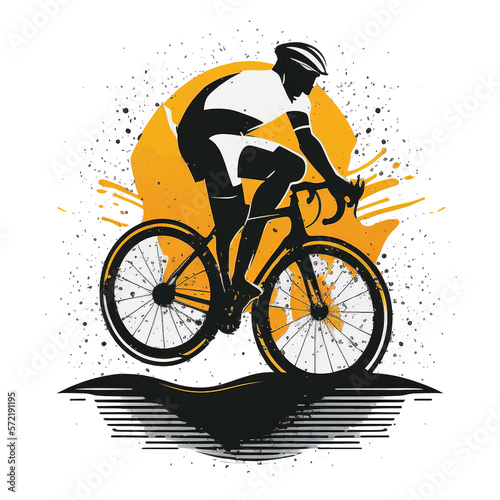 a biking logo illustration on transparent background, person riding on a bike © EOL STUDIOS