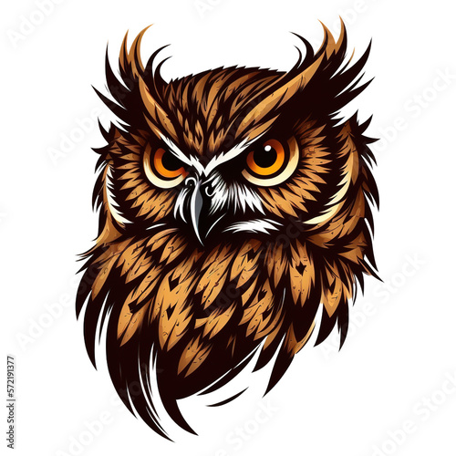 a flat owl head logo illustration in 2d