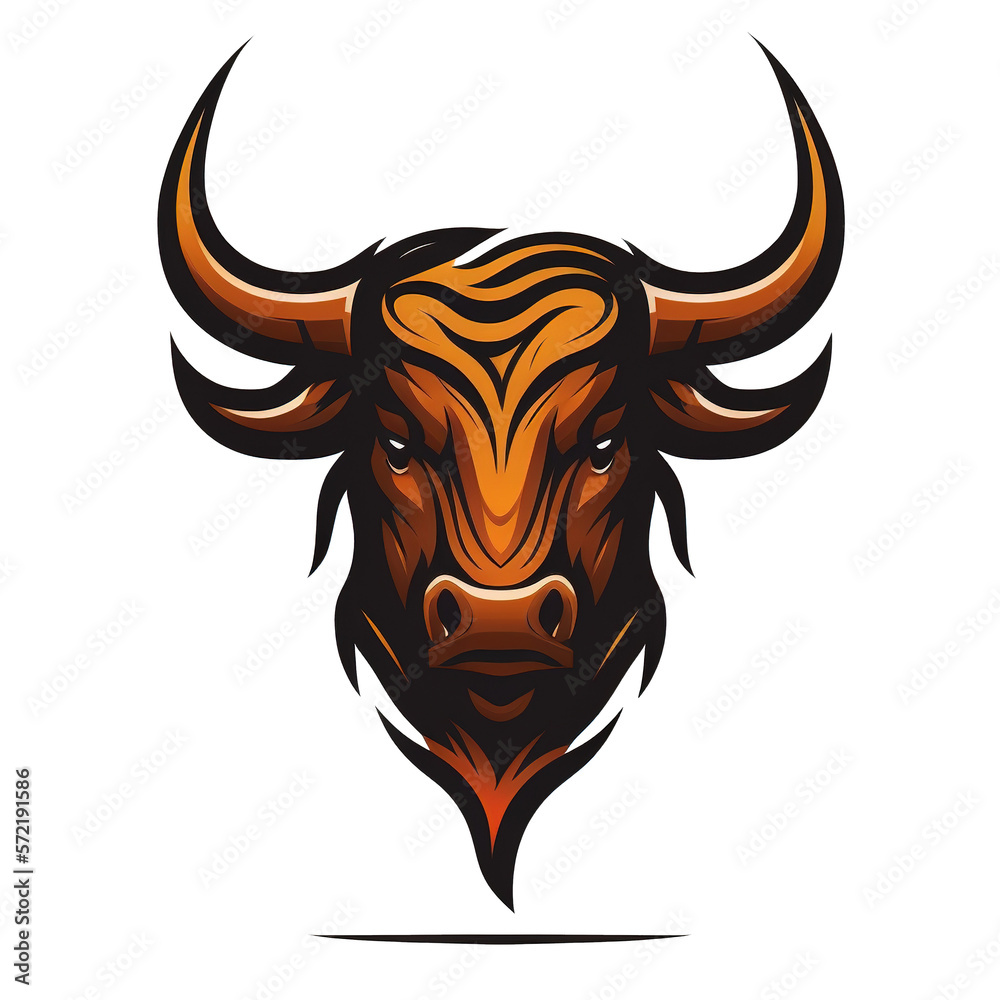 Fototapeta premium a bull head logo illustration on transparent background
