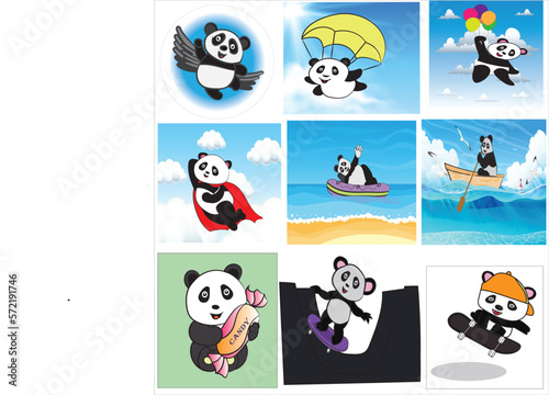 Panda Enjoying Vector Illustration Design