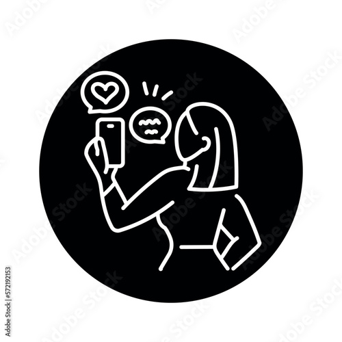 Businesswoman blogger color line icon. Female entrepreneur.