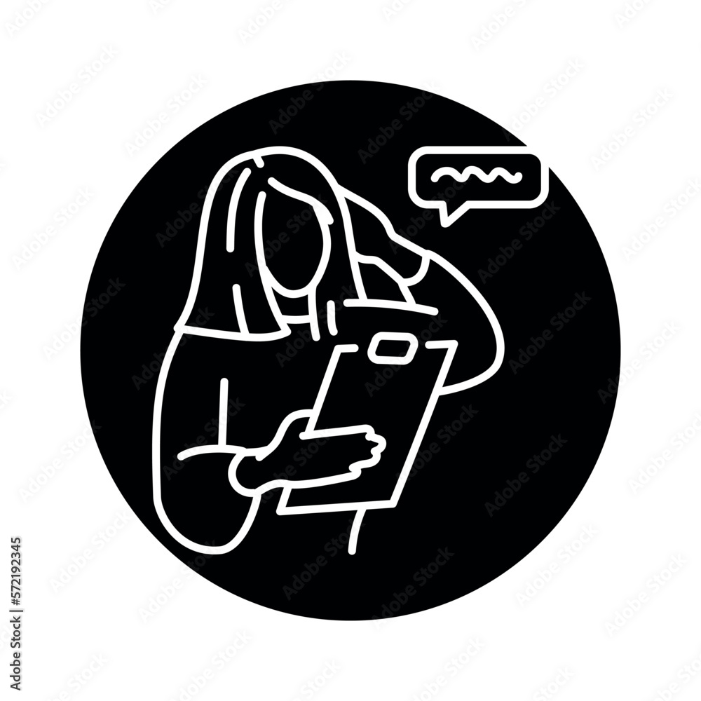 Businesswoman thinking color line icon. Female entrepreneur. Businesswoman thinking color line icon. Female entrepreneur.
