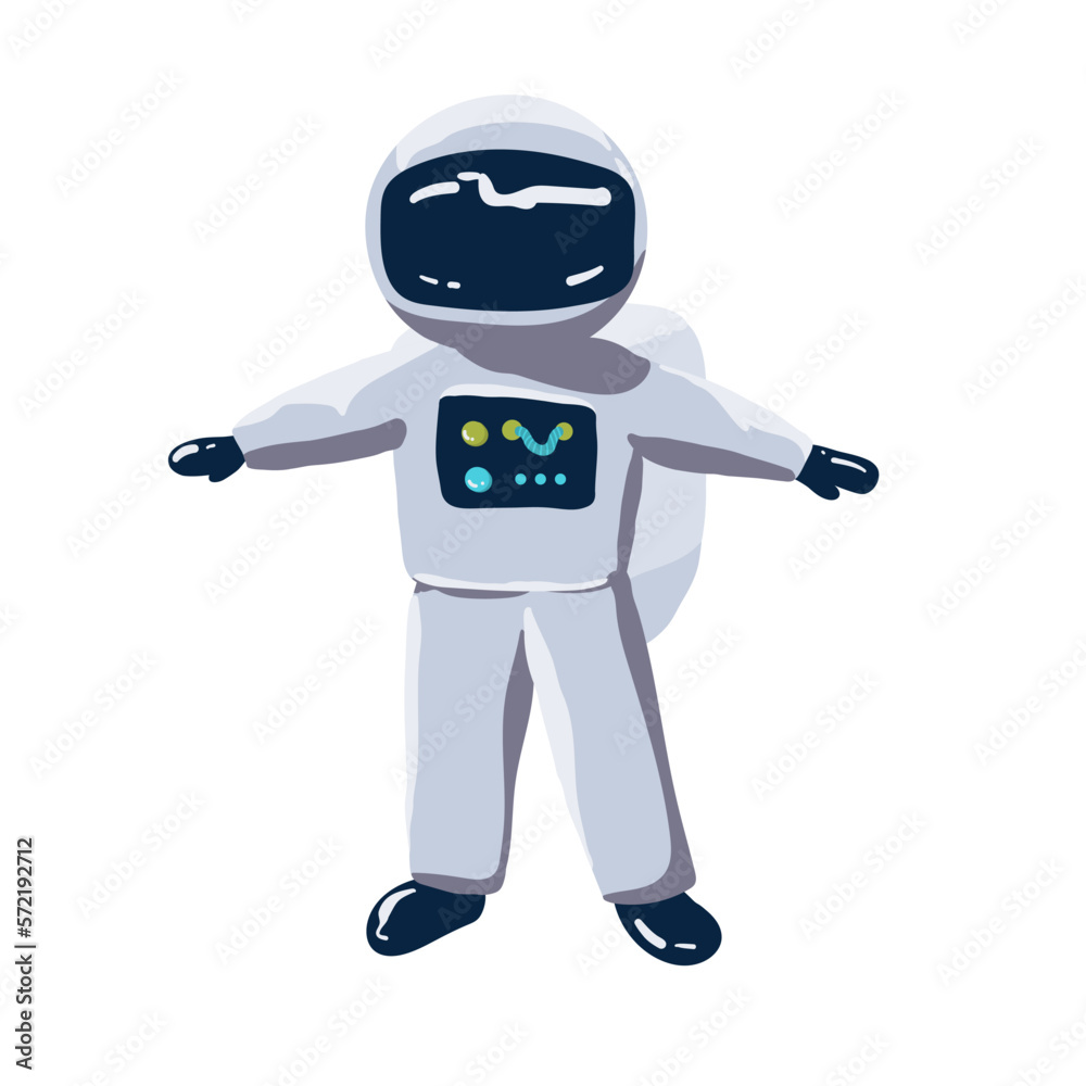 Astronaut Cartoon Vector Icon Illustration. Science Technology Icon Concept Isolated Premium Vector. Flat Cartoon Style