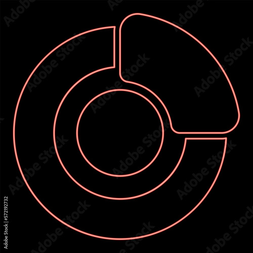 Neon brake system on wheel Automobile car disc pad hydraulic drum red color vector illustration image flat style
