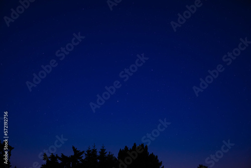 Milky Way stars and constellations on evening sky.