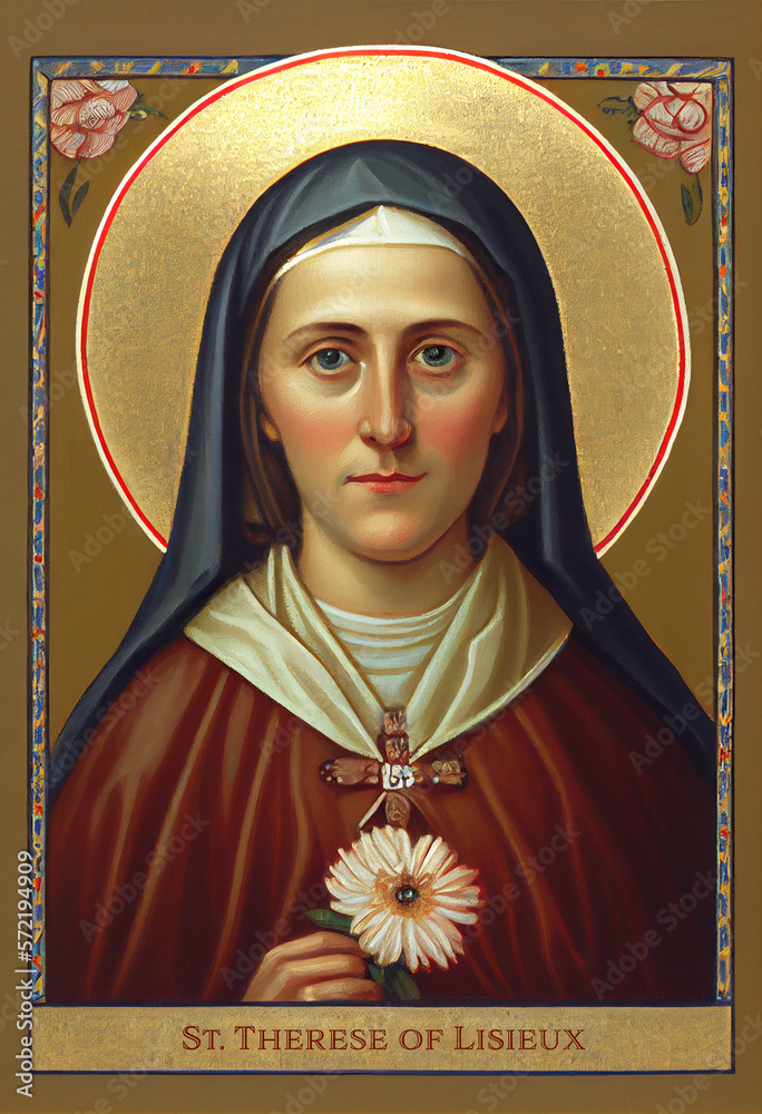 St. Therese of Lisieux art illustration. Sacred Religion Icon ...