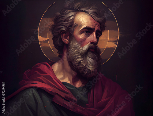 Saint Paul Apostle Portrait. Color Illustration. Generative Ai.
