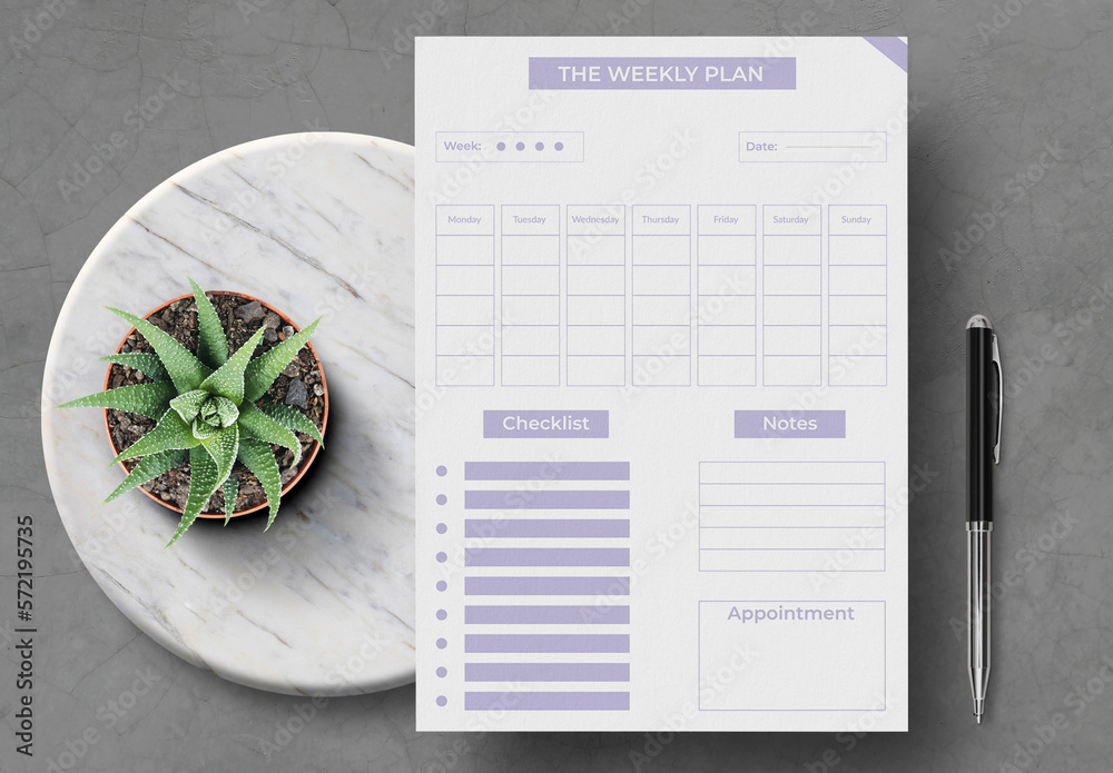 Weekly Planner Design Template Stock Template | Adobe Stock