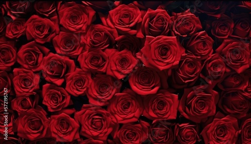 Red roses close up  Valentines day background. Generative AI