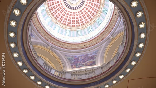 Inside Oklahoma state capitol building. Looking up in th rotunda room. photo