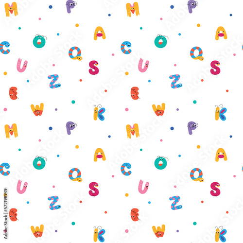 Colorful funny letters seamless pattern