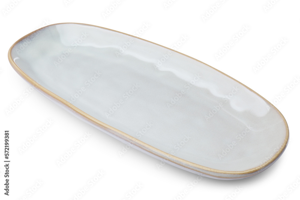 One new ceramic dish on white background