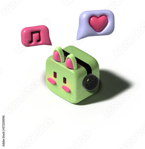 3D character in colorful bluetooth headset true wireless stereo cute mini light earphones