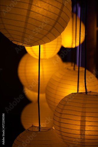 Japanese lamps with dim light, perfect sweet home atmosphere.