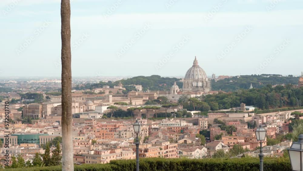 Panoramic view on majestic Vatican Dome of St. Peter's Basilica church, architectural heritage of ancient Roman times, the most popular place for tourists visit Panoramic view on majestic Vatican Dome of St. Peter's Basilica church, architectural heritage of ancient Roman times, the most popular place for tourists visit