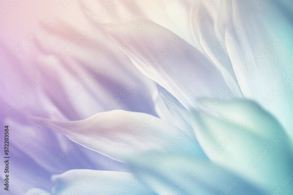 Soft colorful flower petals. close up with gradient. Generative AI