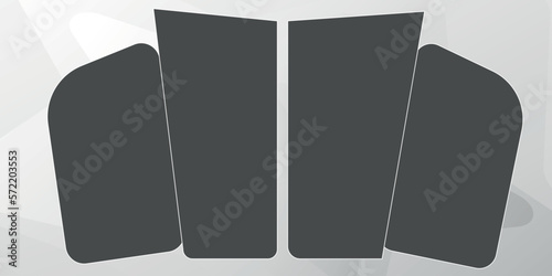 Photo frames realistic. Empty white photos frame vintage with adhesive tapes. Images different forms on wall, blank retro memory album. Wall collage photography mockup vector isolated set