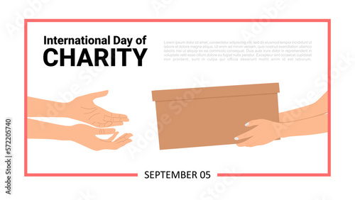 International day of charity background with hand give gift.