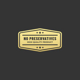 Elegant No preservatives label or No preservatives seal vector isolated. Labels for products without preservatives. High quality product labels. No preservatives icon, high quality products.