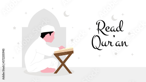 man reading quran at mosque...
