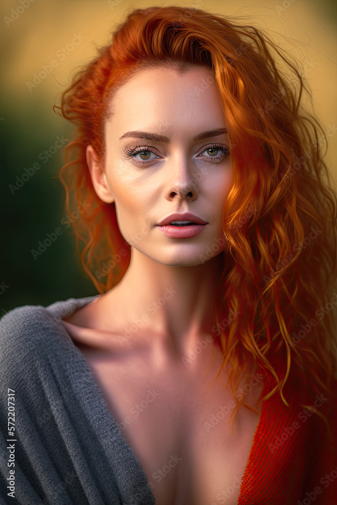 Beautiful portrait of a Red hair woman. Ai generative Beautiful portrait of a Red hair woman. Ai generative