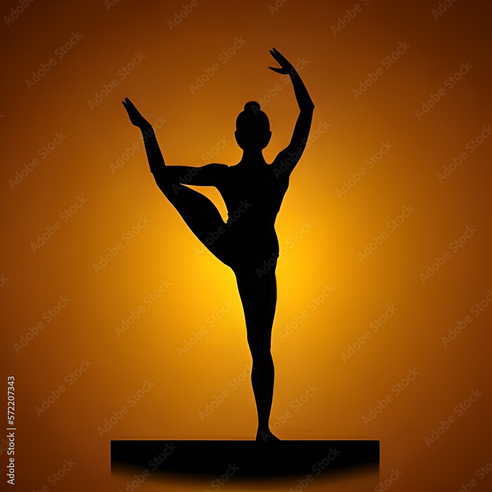 Woman Practicing Yoga in Silhouette lit up from behind