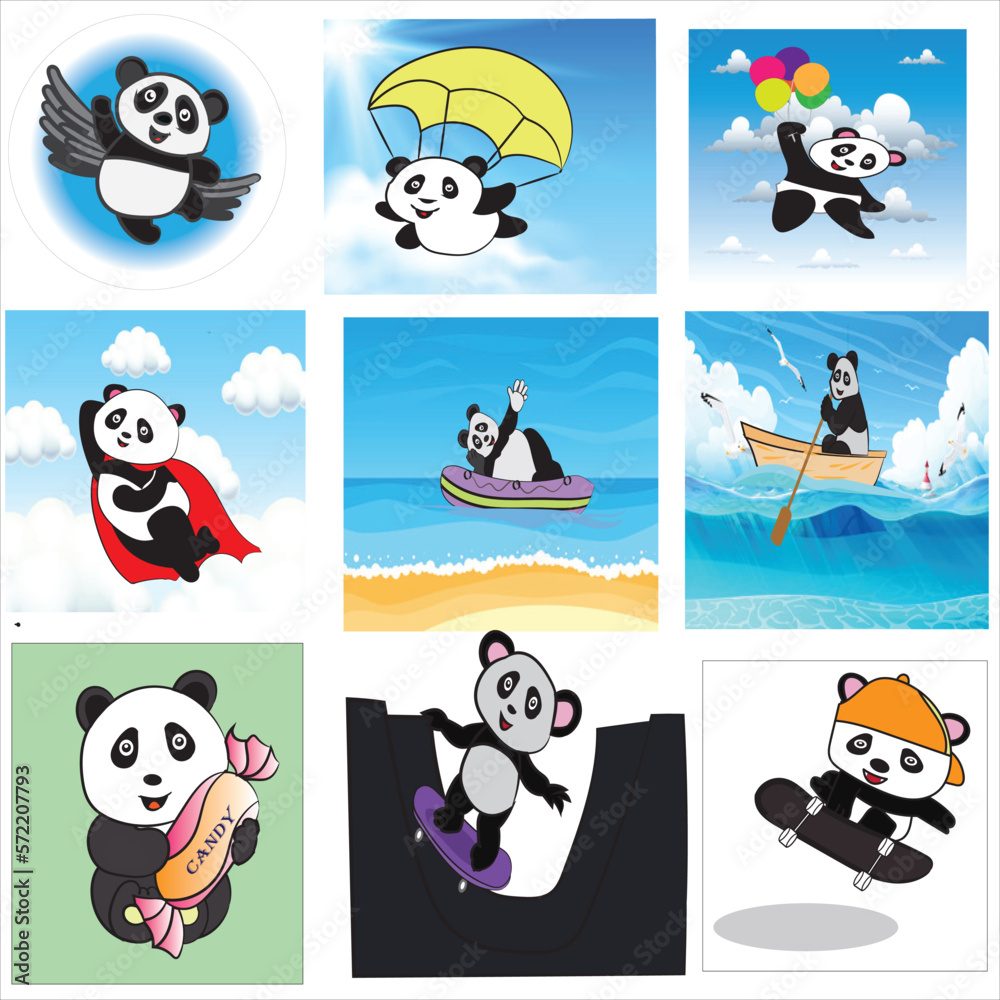 Panda Enjoying Illustration Vector Design