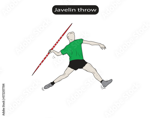Javelin Throw Flat and Minimal Vector Illustration 