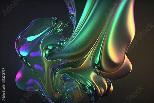 Abstract fluid iridescence coloured wave photo