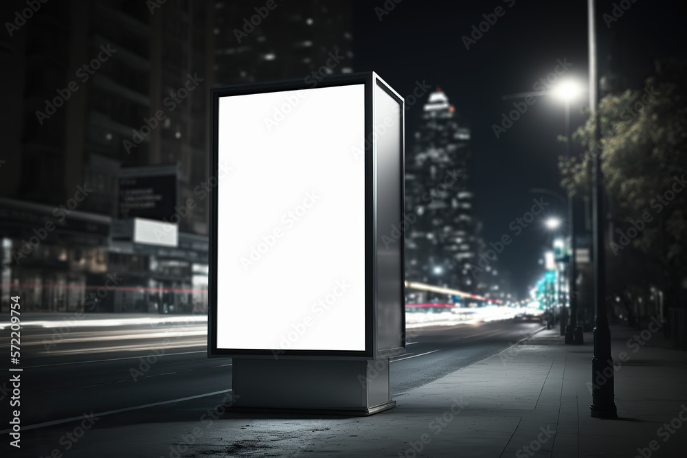 Vertical Blank Billboard on the Side of the Road - Generative AI Vertical Blank Billboard on the Side of the Road - Generative AI