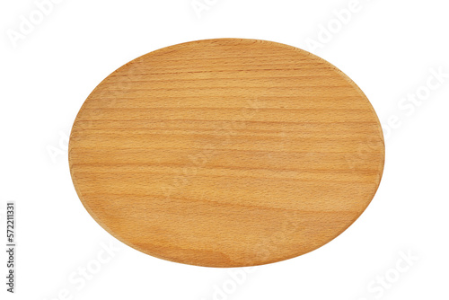 wooden board for the kitchen of an oval shape on a white background