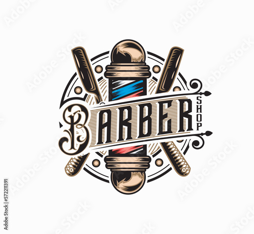 Barber shop logo design illustration, vector eps 10