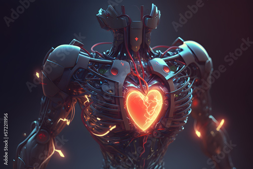 Futuristic Human Cyber Heartcore - Generative AI