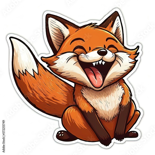 joyful cartoon fox sticker a wildlife mascot for fun generative ai technology