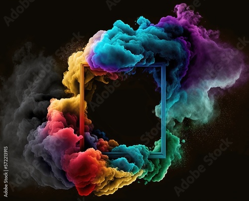 smooth rainbow smoke frame for an exploding background with generative ai technology
