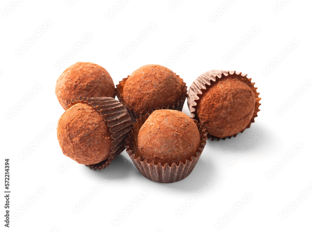 Candy truffles in milk chocolate on isolation Candy truffles in milk chocolate on isolation