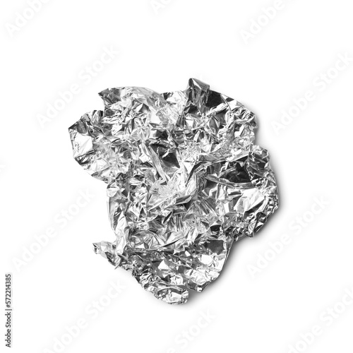 Crumpled foil from chocolate on isolation top view