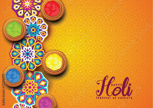 Indian festival happy holy colorful poster, banner background. vector illustration yellow background02 photo