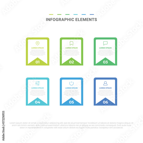 Vector modern 6 steps options infographic elements for business with icons template design