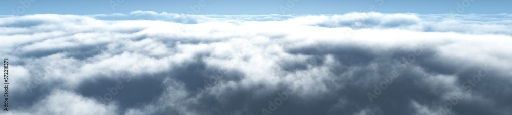 Beautiful landscape of clouds at sunrise top view, clouds under the setting sun, clouds panorama, 3d rendering Beautiful landscape of clouds at sunrise top view, clouds under the setting sun, clouds panorama, 3d rendering