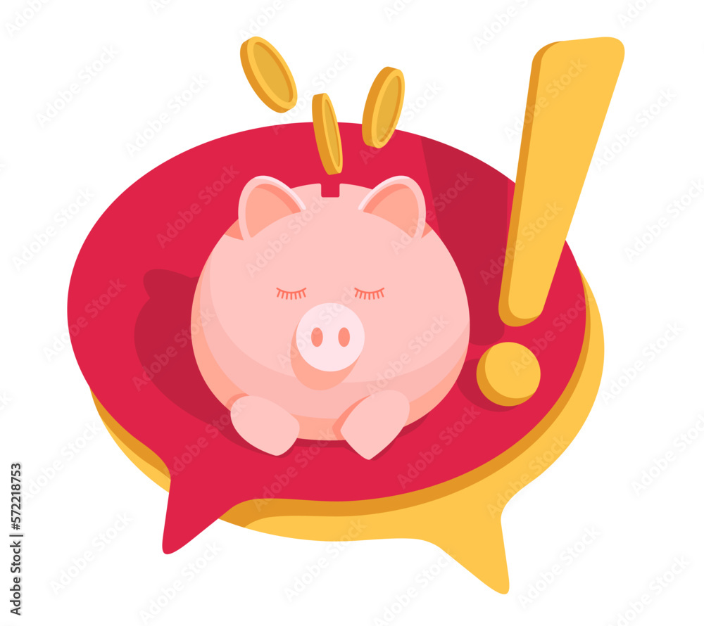 Fototapeta premium Profit - Piggy bank with coins in bubble shape