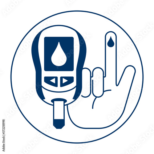 Diabetes testing icon with glucometer