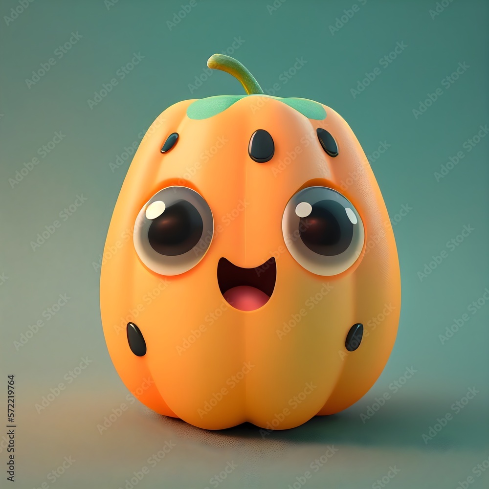 This smiling papaya fruit emoji character with its big eyes and cute