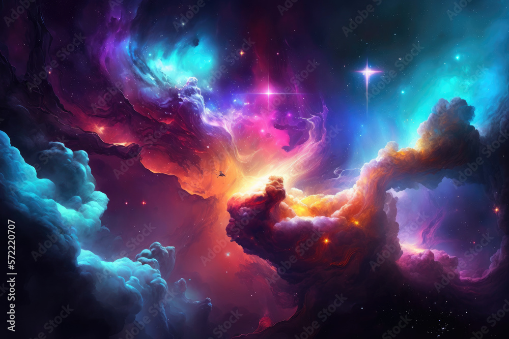 Galaxy Background and Many Stars - Generative AI