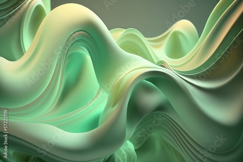 Abstract fluid iridescent holographic jade green curved wave in motion