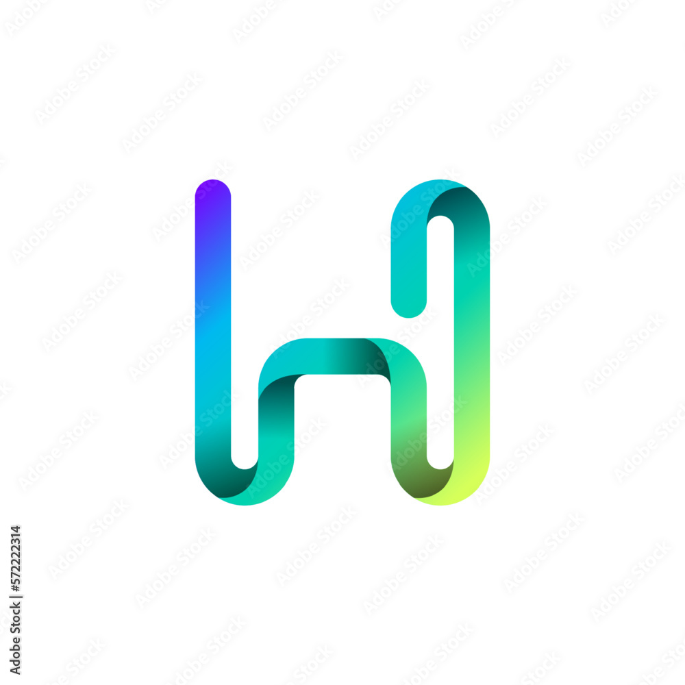 Ribbon font alphabet, English uppercase 3d letter H, vector illustration 10EPS Ribbon font alphabet, English uppercase 3d letter H, vector illustration 10EPS