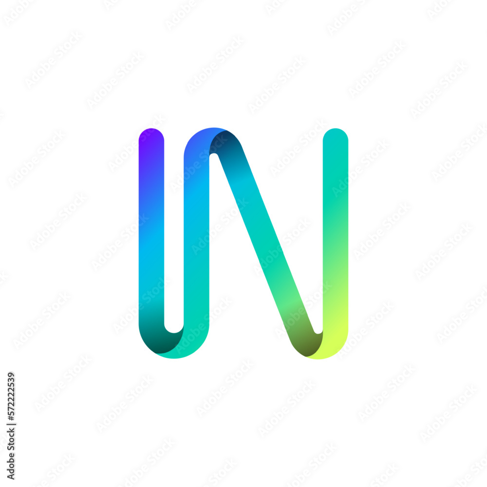 Ribbon font alphabet, English uppercase 3d letter N, vector illustration 10EPS Ribbon font alphabet, English uppercase 3d letter N, vector illustration 10EPS