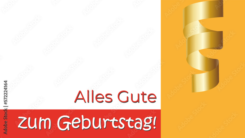 Minimalistic bright birthday card with the inscription in German "Alles