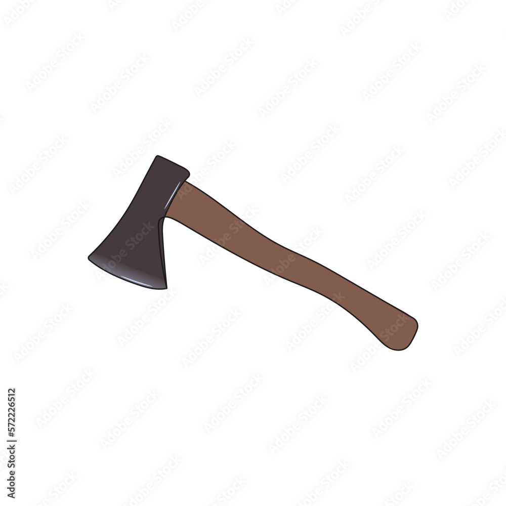 Metal ax with wooden handle. One line drawing. Equipment for woodworking, camping. Vector illustration. Metal ax with wooden handle. One line drawing. Equipment for woodworking, camping. Vector illustration.