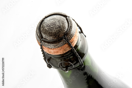 champagne bottle in snow photo